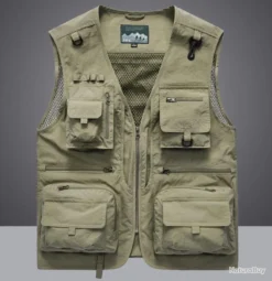 Mountain Gilet De Pêche 12 Poches, Coloris KAKI......LIV OFFERTE