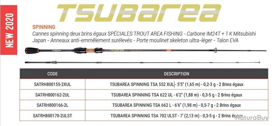 Tsubarea 1.98 M 0.5-7 G TSA 622 L Canne Spinning Sakura – Image 2