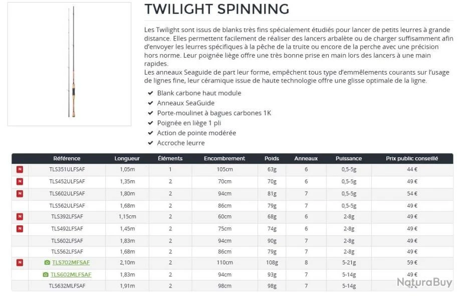 Twilight 1.05 M 0.5-5 G 351 UL Canne Spinning Truite Daiwa – Image 2