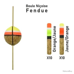 Streamline Garbolino Flotteur Truite - Boule Niçoise - Par 20 - Fendue / 1.5 G / Jaune/Orange